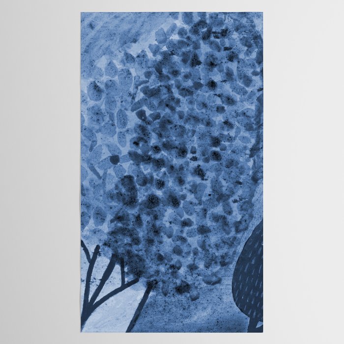 Garden Lilac Flower Painting in Navy Blue Tablecloth Gallery Image 2