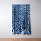 Garden Lilac Flower Painting in Navy Blue Window Curtain Gallery Image 3