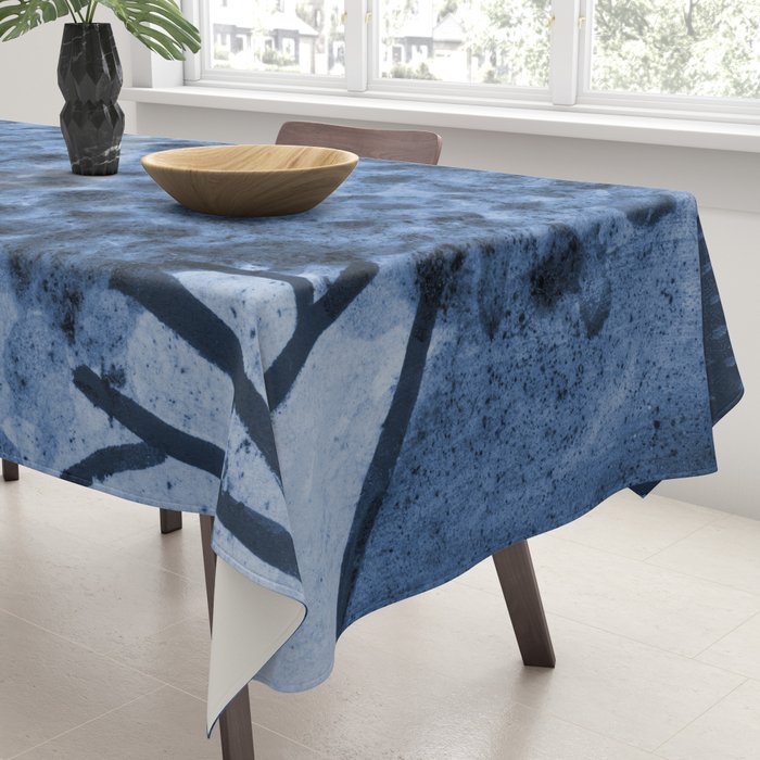Garden Lilac Flower Painting in Navy Blue Tablecloth Gallery Image 3