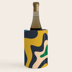 Retro Liquid Swirl Abstract Pattern Mustard Blue Green Beige Orange Wine Chiller Gallery Image 1