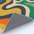 Retro Liquid Swirl Abstract Pattern Mustard Blue Green Beige Orange Rug Gallery Image 4