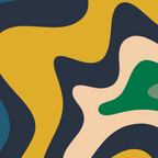 Retro Liquid Swirl Abstract Pattern Mustard Blue Green Beige Orange Coffee Mug Gallery Image 2