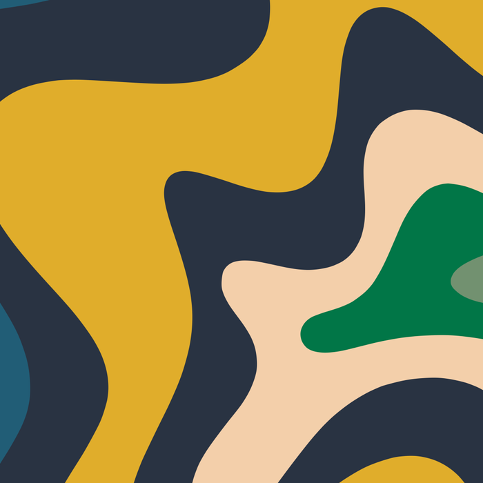 Retro Liquid Swirl Abstract Pattern Mustard Blue Green Beige Orange Coffee Mug Gallery Image 2