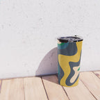 Retro Liquid Swirl Abstract Pattern Mustard Blue Green Beige Orange Travel Mug Gallery Image 4