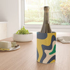 Retro Liquid Swirl Abstract Pattern Mustard Blue Green Beige Orange Wine Chiller Gallery Image 4