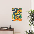 Retro Liquid Swirl Abstract Pattern Mustard Blue Green Beige Orange Poster Gallery Image 2