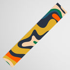 Retro Liquid Swirl Abstract Pattern Mustard Blue Green Beige Orange Table Runner Gallery Image 3