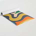 Retro Liquid Swirl Abstract Pattern Mustard Blue Green Beige Orange Yoga Mat Gallery Image 2