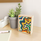 Retro Liquid Swirl Abstract Pattern Mustard Blue Green Beige Orange Mini Art Print Gallery Image 2