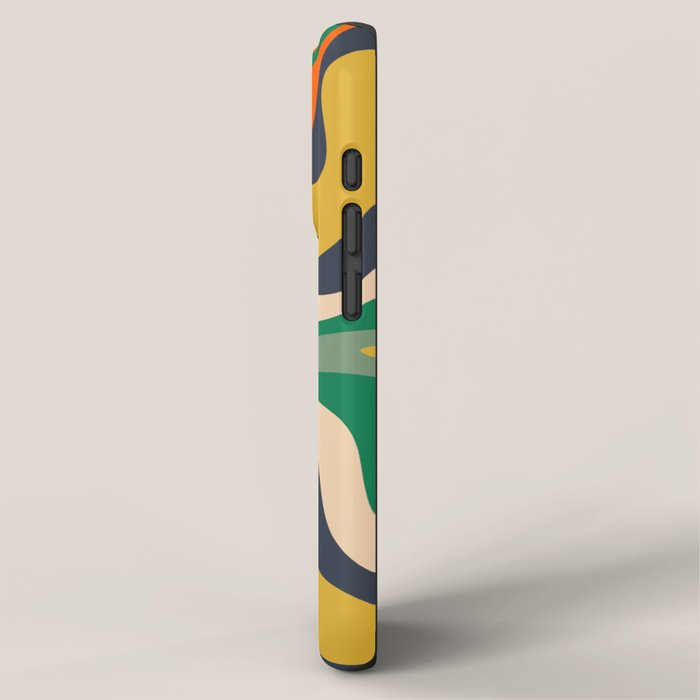 Retro Liquid Swirl Abstract Pattern Mustard Blue Green Beige Orange iPhone Case Gallery Image 2