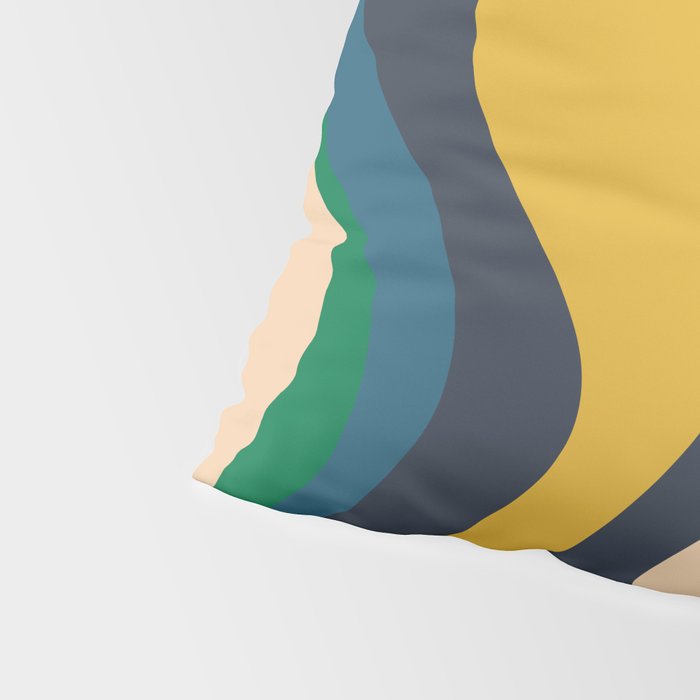 Retro Liquid Swirl Abstract Pattern Mustard Blue Green Beige Orange Pillow Sham Gallery Image 4