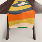 Retro Liquid Swirl Abstract Pattern Mustard Blue Green Beige Orange Table Runner Gallery Image 1