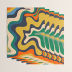 Retro Liquid Swirl Abstract Pattern Mustard Blue Green Beige Orange Wrapping Paper Gallery Image 3