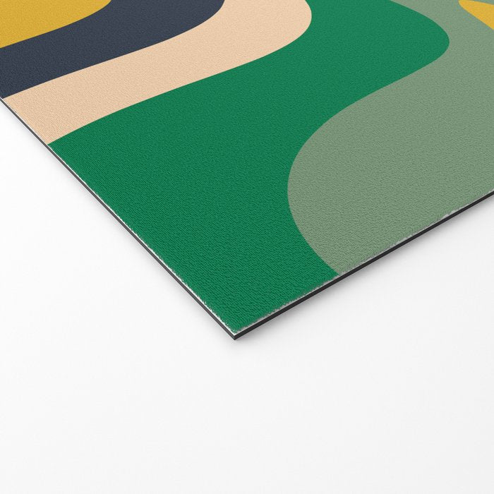 Retro Liquid Swirl Abstract Pattern Mustard Blue Green Beige Orange Welcome Mat Gallery Image 2
