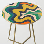 Retro Liquid Swirl Abstract Pattern Mustard Blue Green Beige Orange Side Table Gallery Image 2