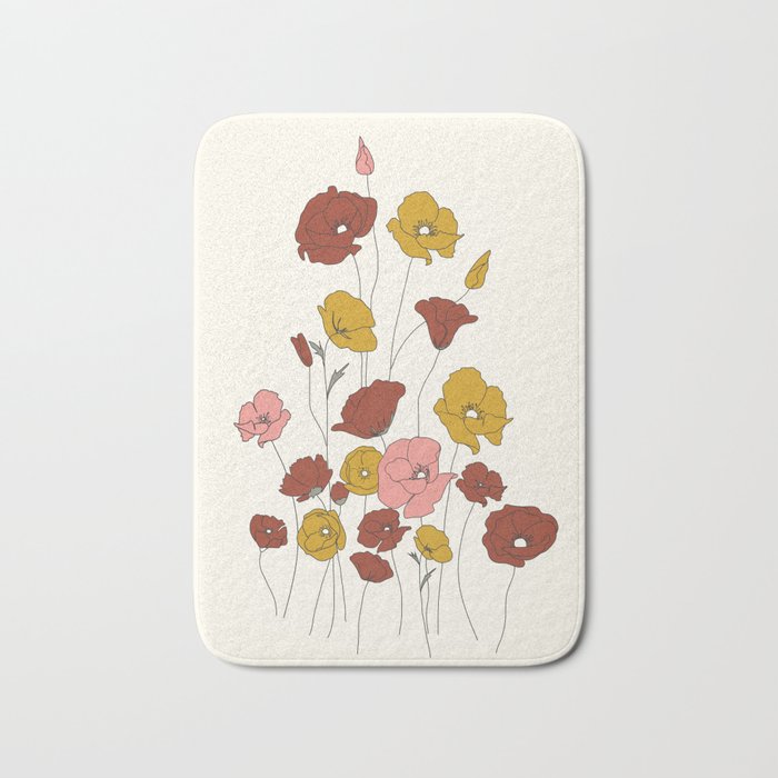 Colorful Poppy Flowers Bath Mat Gallery Image 1