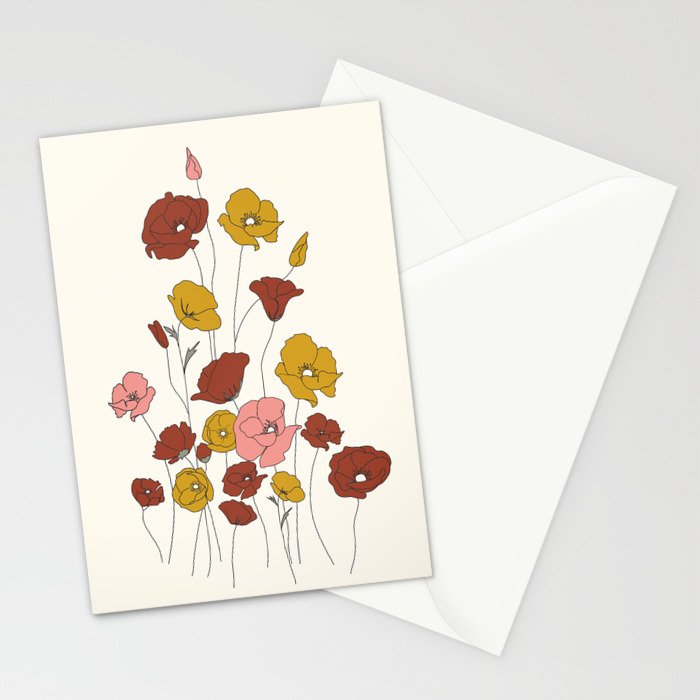 Colorful Poppy Flowers Stationery Card Gallery Image 2