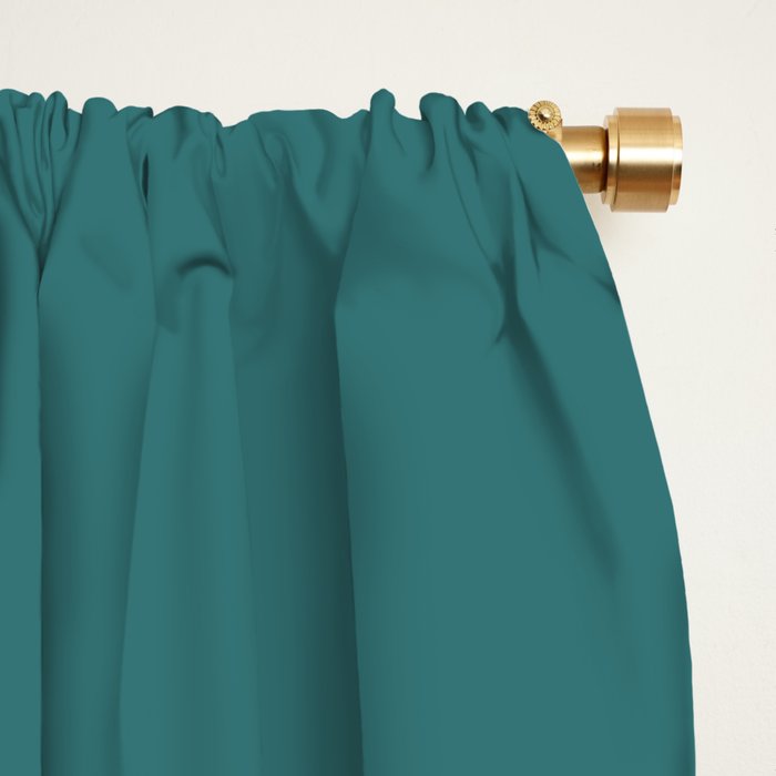 Deep Teal Solid Color Window Curtain Gallery Image 2