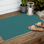 Deep Teal Solid Color Outdoor Rug Gallery Image 2