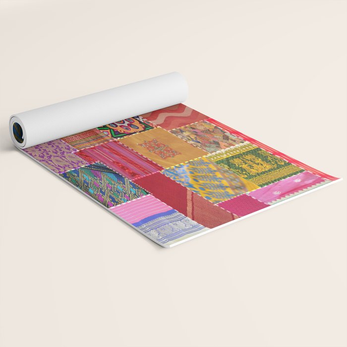 Boho Sari Patchwork Quilt Yoga Mat Gallery Image 2
