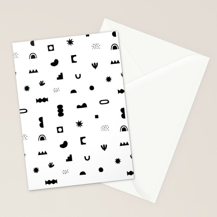 Abstract black and white organic shape pattern Stationery Card Gallery Image 2