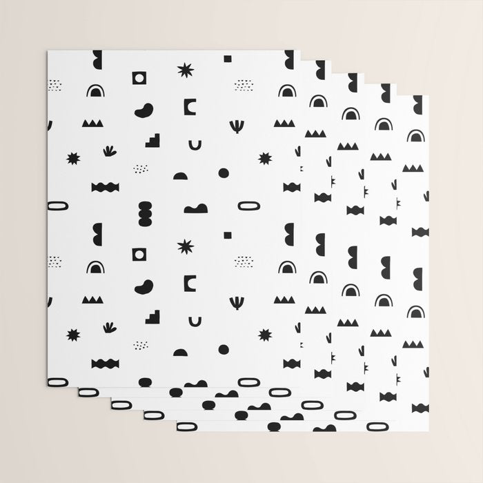 Abstract black and white organic shape pattern Wrapping Paper Gallery Image 3