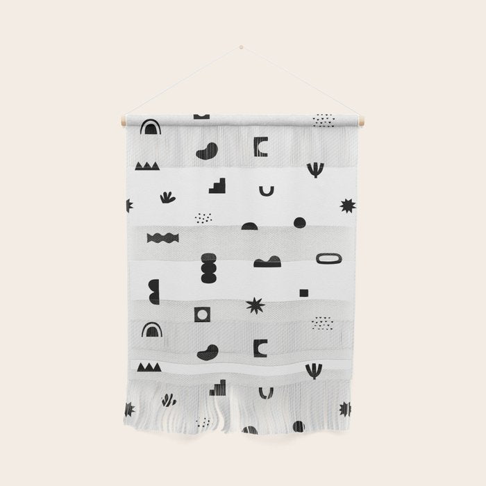 Abstract black and white organic shape pattern Wall Hanging Gallery Image 1