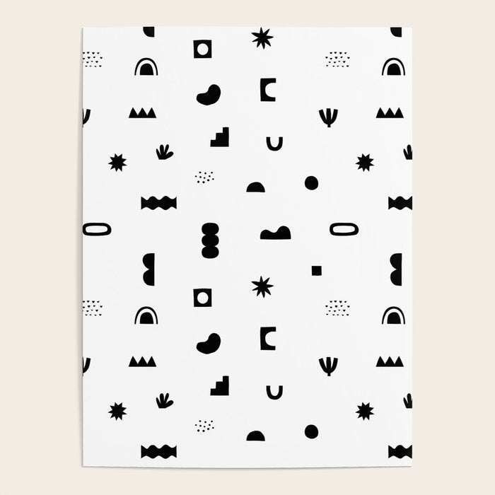 Abstract black and white organic shape pattern Poster Gallery Image 4