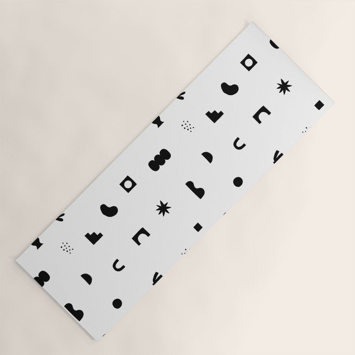 Abstract black and white organic shape pattern Yoga Mat Gallery Image 1