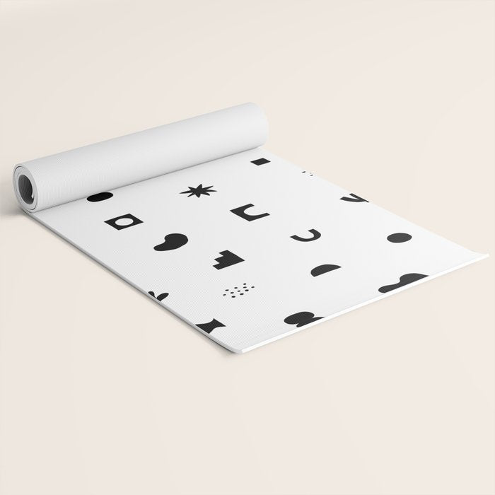 Abstract black and white organic shape pattern Yoga Mat Gallery Image 2