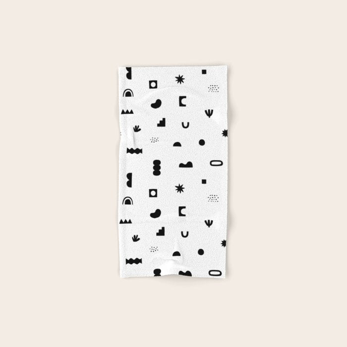 Abstract black and white organic shape pattern Bath Towel Gallery Image 1