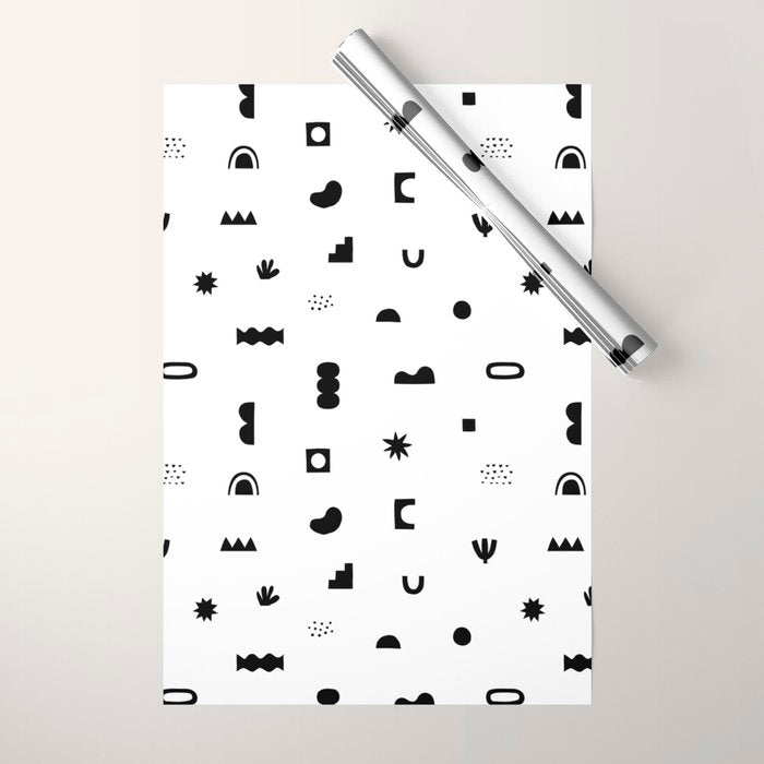 Abstract black and white organic shape pattern Wrapping Paper Gallery Image 1