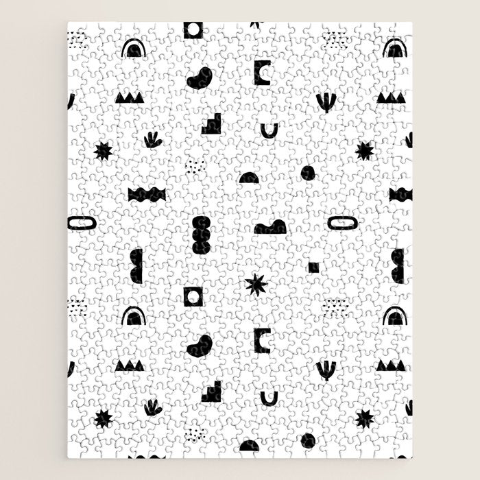 Abstract black and white organic shape pattern Jigsaw Puzzle Gallery Image 1