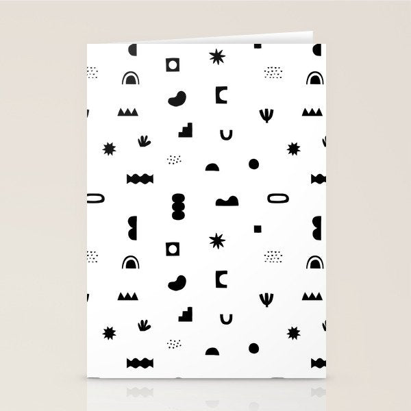 Abstract black and white organic shape pattern Stationery Card Gallery Image 2