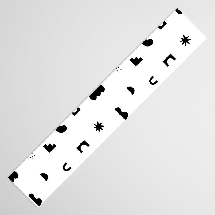 Abstract black and white organic shape pattern Table Runner Gallery Image 3