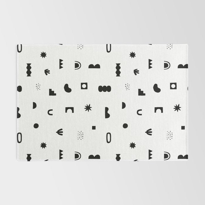 Abstract black and white organic shape pattern Rug Gallery Image 2