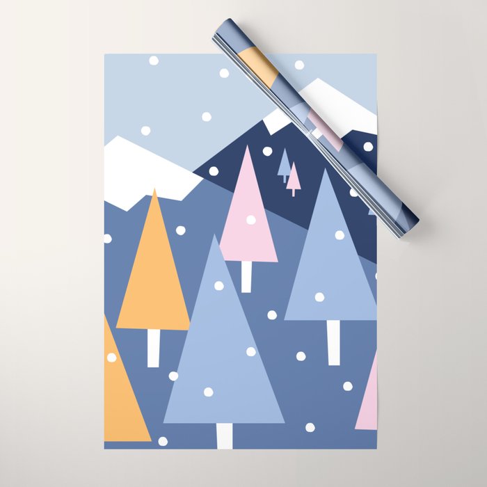 Snowy mountains and trees Wrapping Paper Gallery Image 1