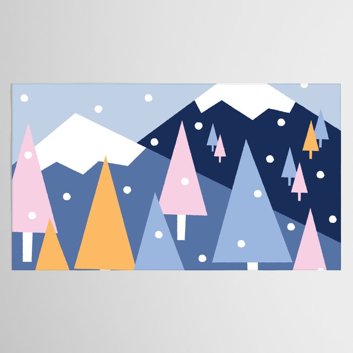 Snowy mountains and trees Tablecloth Gallery Image 2