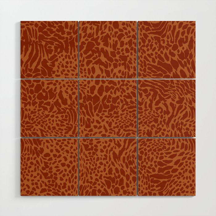 Leopard Print Pattern in Terracotta Wood Wall Art Gallery Image 1