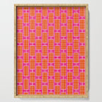 Mid Century Modern Woven Link Pattern Hot Pink and Orange Serving Tray Gallery Image 1