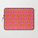 Mid Century Modern Woven Link Pattern Hot Pink and Orange Laptop Sleeve Gallery Image 1