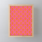 Mid Century Modern Woven Link Pattern Hot Pink and Orange Mini Art Print Gallery Image 1