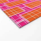Mid Century Modern Woven Link Pattern Hot Pink and Orange Welcome Mat Gallery Image 2