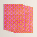 Mid Century Modern Woven Link Pattern Hot Pink and Orange Wrapping Paper Gallery Image 3