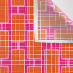 Mid Century Modern Woven Link Pattern Hot Pink and Orange Wall Tapestry Gallery Image 3