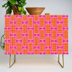 Mid Century Modern Woven Link Pattern Hot Pink and Orange Credenza Gallery Image 1