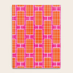 Mid Century Modern Woven Link Pattern Hot Pink and Orange Notebook Gallery Image 4