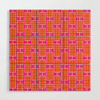 Mid Century Modern Woven Link Pattern Hot Pink and Orange Wood Wall Art Gallery Image 1