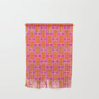 Mid Century Modern Woven Link Pattern Hot Pink and Orange Wall Hanging Gallery Image 1