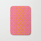 Mid Century Modern Woven Link Pattern Hot Pink and Orange Bath Mat Gallery Image 1